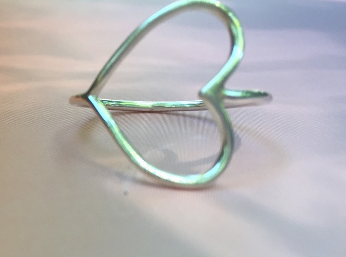 Infinity Heart Ring 3d printed Heart Ring- Front View (Silver)