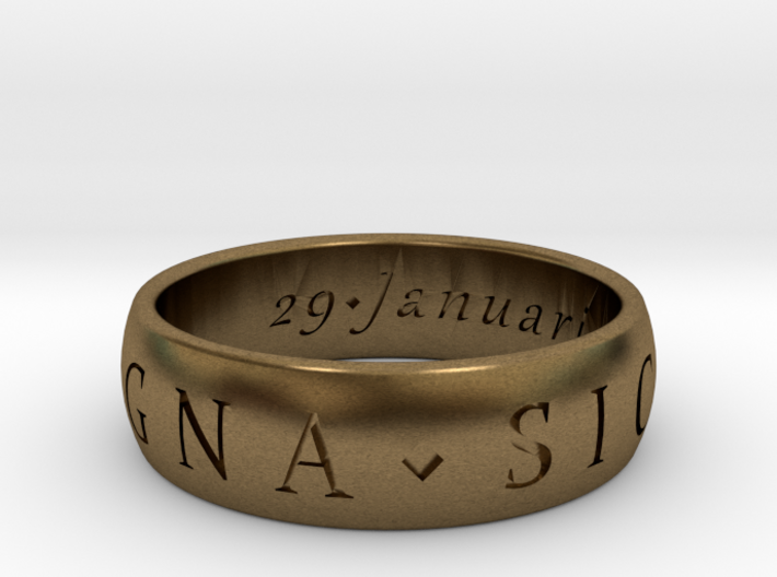 Size 8 Sir Francis Drake, Sic Parvis Magna Ring 3d printed
