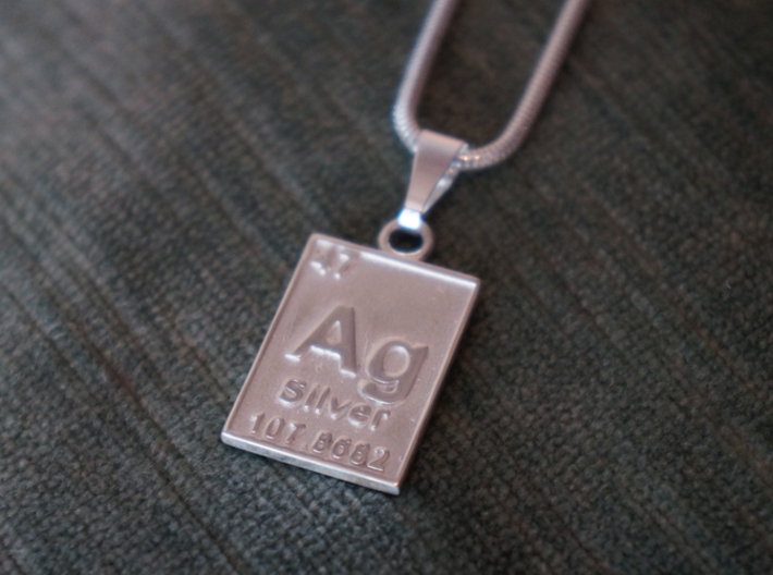 Silver Periodic Table Pendant 3d printed The Silver Periodic Table Pendant in polished silver.