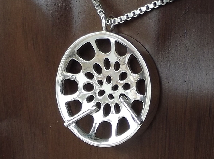 Low Tenor &quot;Void&quot; steelpan pendant 3d printed Polished silver