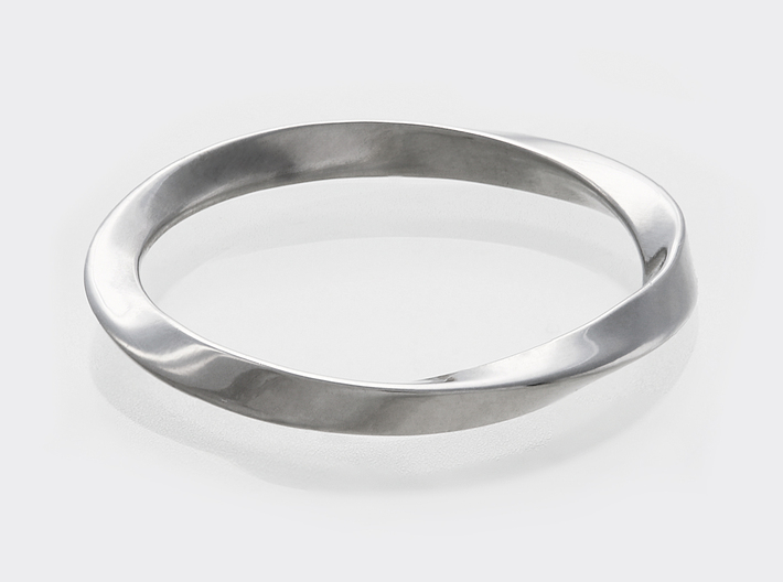 Silver minimalist modern ring Mobius 3d printed