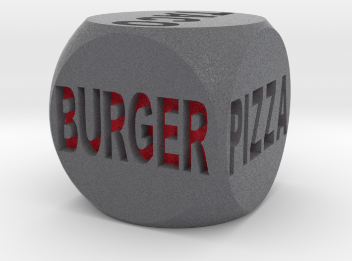 Fast Food Decision Die-Black with red letters 3d printed