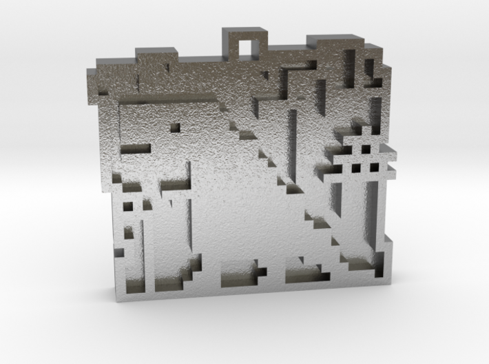 Minimalist pixel-art style pendant &quot;Tokio&quot;. Design 3d printed