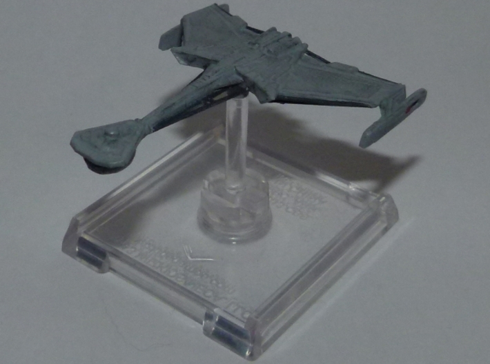 Klingon D4 (ENT) 1/3788 Attack Wing 3d printed Old version,  Smooth Fine Detail Plastic, painted and mounted on a small Attack Wing Base.