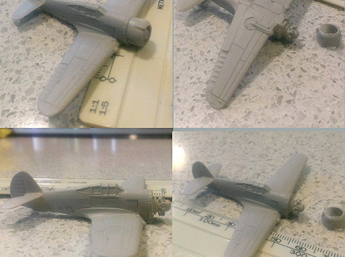 1/144th - Curtiss 75 "Hawk" (P36) 3d printed primed with scale