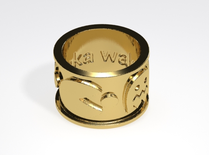 Pac-man inspired Ring Size 7 3d printed Sample brass render