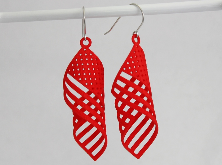 American Flag Swirl Earrings 3d printed 