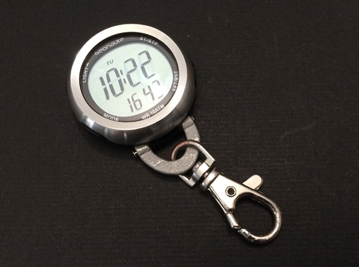 pocket watch conversion part for Geonaut watch 3d printed Geonaut Synkron-200-W with raw aluminium conversion part