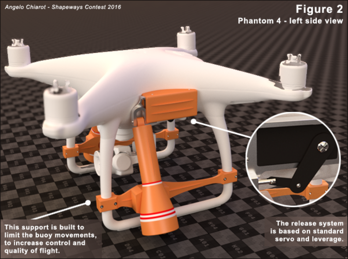 CONTEST 2016 - DJI Phantom 4 - rescue addon 3d printed Figure 2 - side view