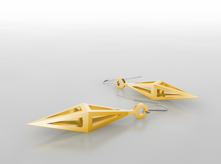 Brilliant Facets - Triangle Earrings 3d printed 