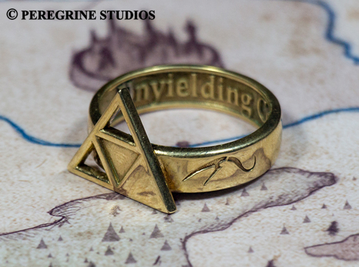Ring - Triforce of Courage 3d printed Polished Brass