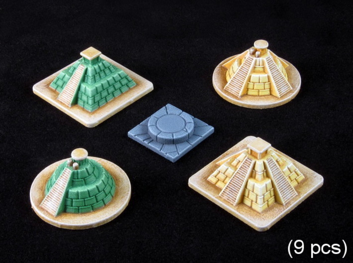 SOL Pyramids &amp; Altar (9 pcs) 3d printed White Strong Flexible, hand-painted