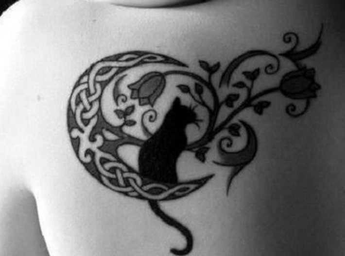 Cat moon tattoo 3d printed 