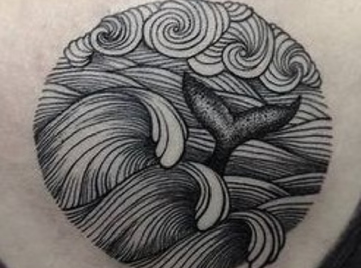 Ocean Wave tattoo 3d printed 