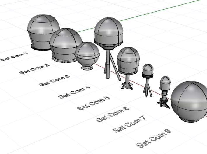 1:96 scale SatCom Dome Set 3 3d printed 