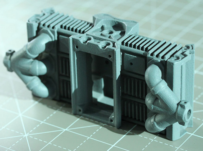 Sand Scorcher Flat Six Air-cooled Engine Block 3d printed The Engine Block, white nylon plastic, in primer