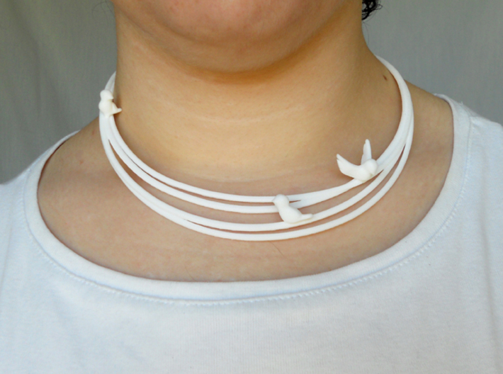 Birds on Wires Necklace Small 3d printed
