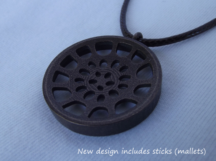 Low Tenor "Void" steelpan pendant 3d printed New design includes sticks (mallets)