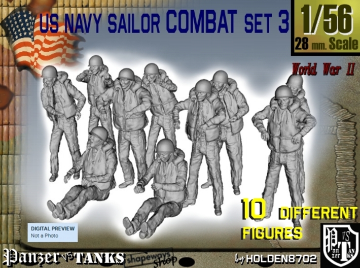 1-56 US Navy Sailors Combat SET 3 3d printed