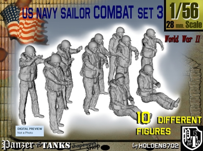 1-56 US Navy Sailors Combat SET 3 3d printed 