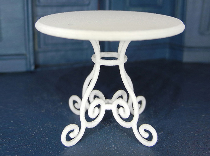 1:24 Rod Iron Table 3d printed Printed in White Strong &amp; Flexible