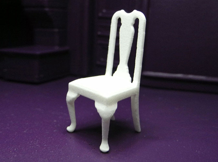 1:24 Queen Anne Chair 3d printed Printed in White, Strong & Flexible
