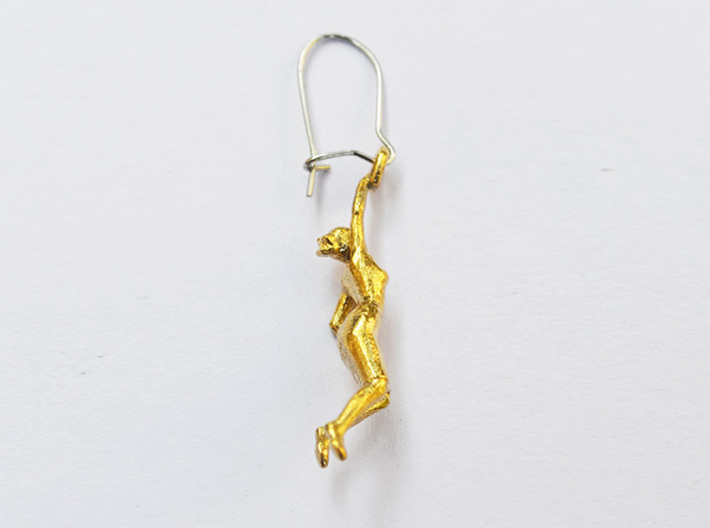 Earrings 'Golden lady' 3d printed raw brass