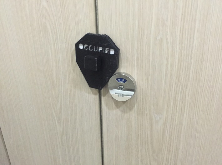 Portable Toilet Door Lock (1/3 - Shield) 3d printed 