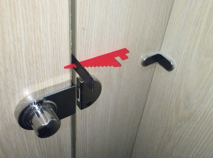 Portable Toilet Door Lock (1/3 - Shield) 3d printed 