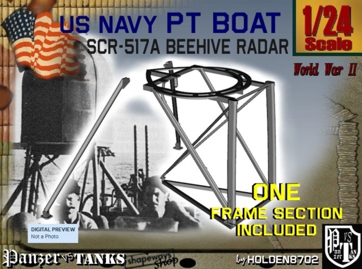 1-24 PT Boat Beehive Radar Frame 3d printed
