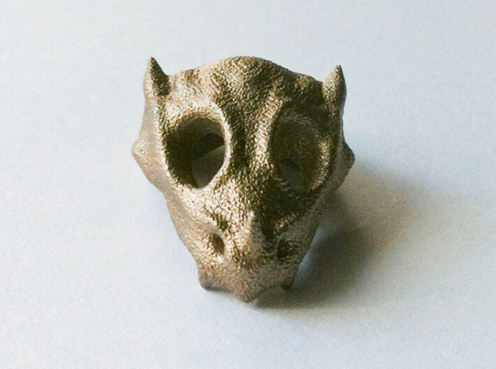 Baby Dragon Skull 3d printed bronze plated steel