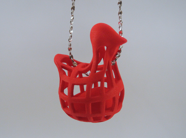 Chicken before Egg - Pendant 3d printed Coral Red Strong &amp; Flexible Polished