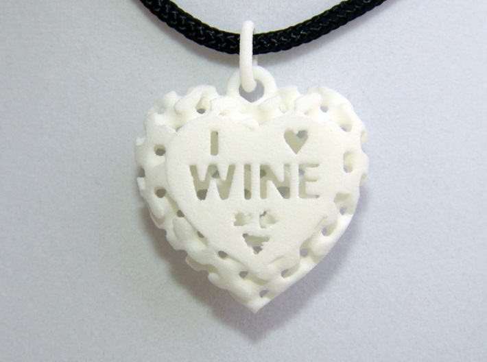 Heart Pendant I Love Wine 3d printed I Love Wine Pendant Front - Actual Photo