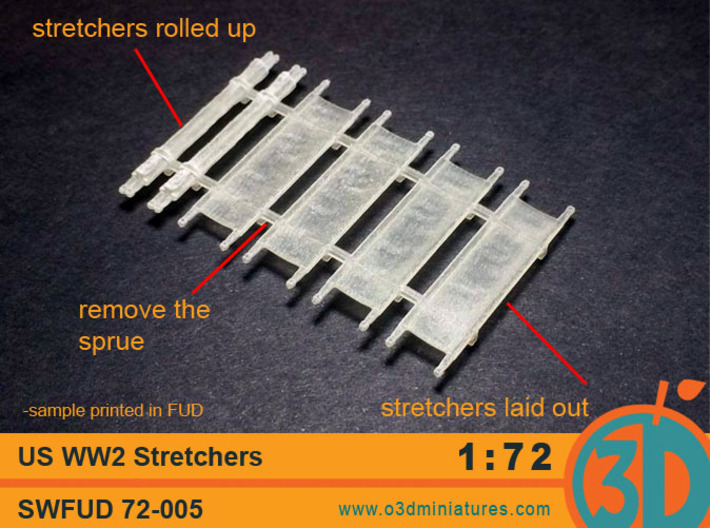 US WW2 Stretchers 1/72 scale SWFUD-72-005 3d printed