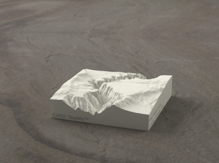 3'' Black Canyon of the Gunnison, CO, Sandstone 3d printed Radiance rendering of model, viewed from the West