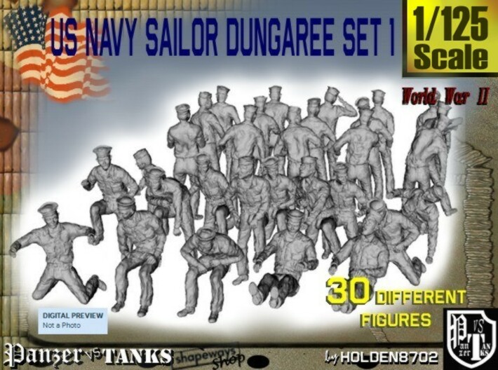 1/125 US Navy Dungaree Set 1 3d printed 