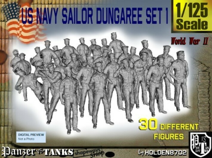 1/125 US Navy Dungaree Set 1 3d printed 