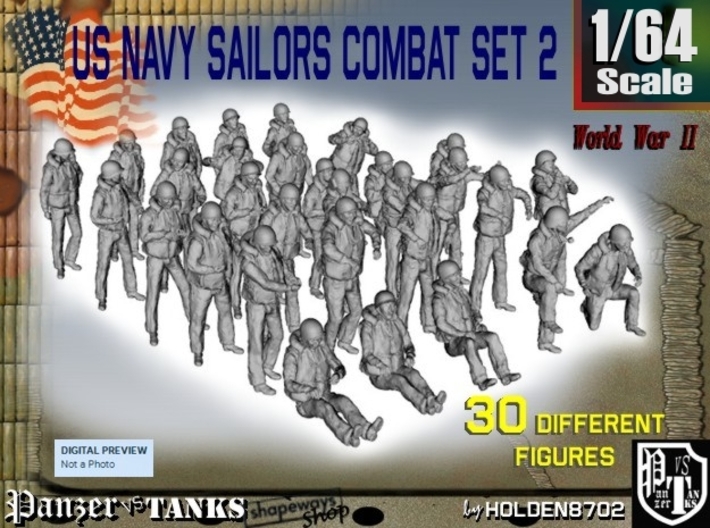 1/64 US Navy Sailors Combat SET 2 3d printed 