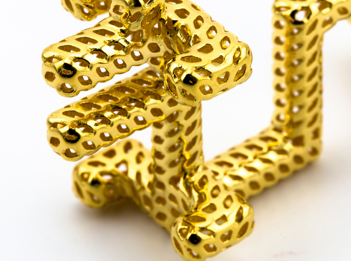 Golden Dragon Abstract, Pendant 3d printed 