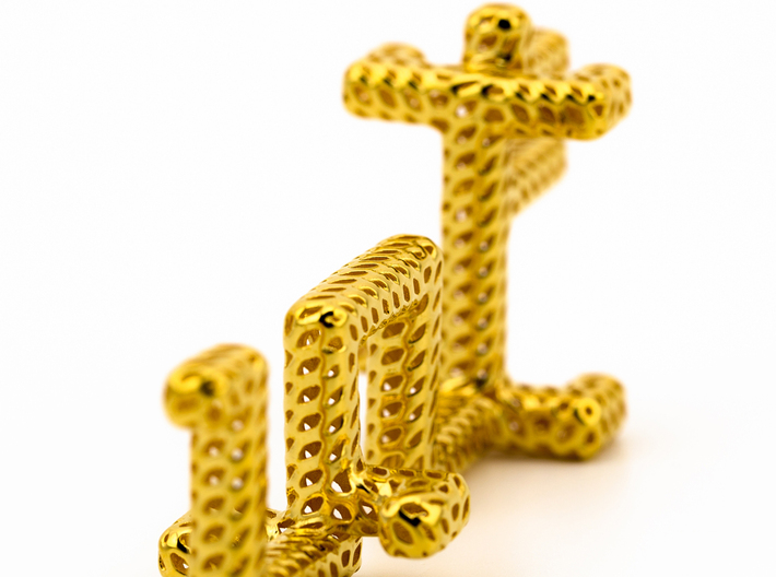 Golden Dragon Abstract, Pendant 3d printed 