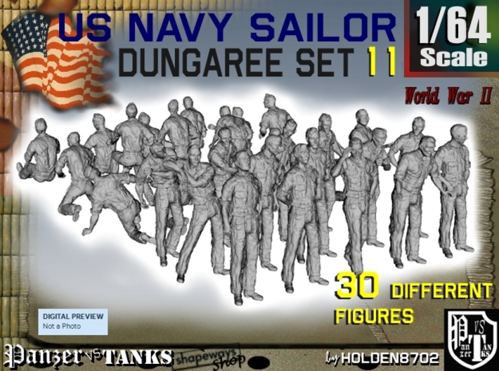 1-64 US Navy Dungaree Set 11 3d printed 