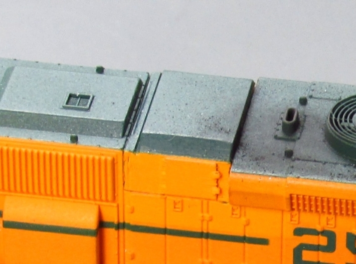 EMD Angled Air Filter Hatch (N - 1:160) 4X 3d printed Finished GP38 with angled air filter by Joe Bee