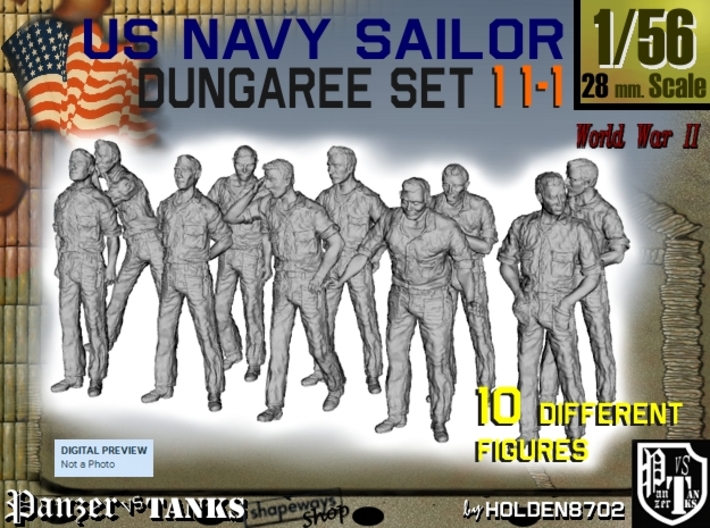 1-56 US Navy Dungaree Set 11-1 3d printed