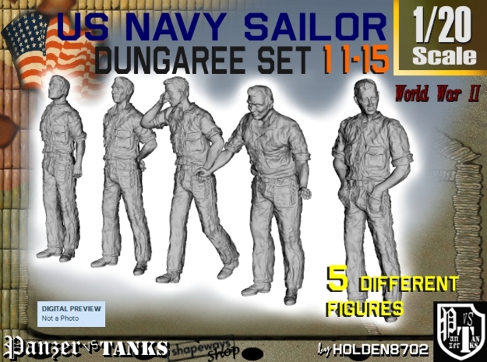 1-20 US Navy Dungaree Set 11-15 3d printed