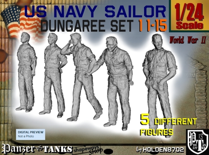 1-24 US Navy Dungaree Set 11-15 3d printed
