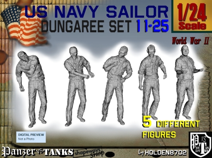1-24 US Navy Dungaree Set 11-25 3d printed