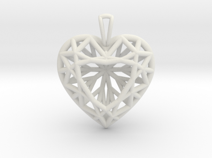 3D Printed Diamond Heart Cut Pendant (Large) 3d printed