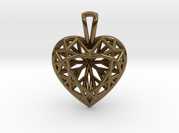 3D Printed Diamond Heart Cut Pendant (Small) 3d printed