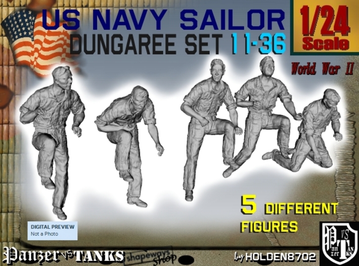 1-24 US Navy Dungaree Set 11-36 3d printed