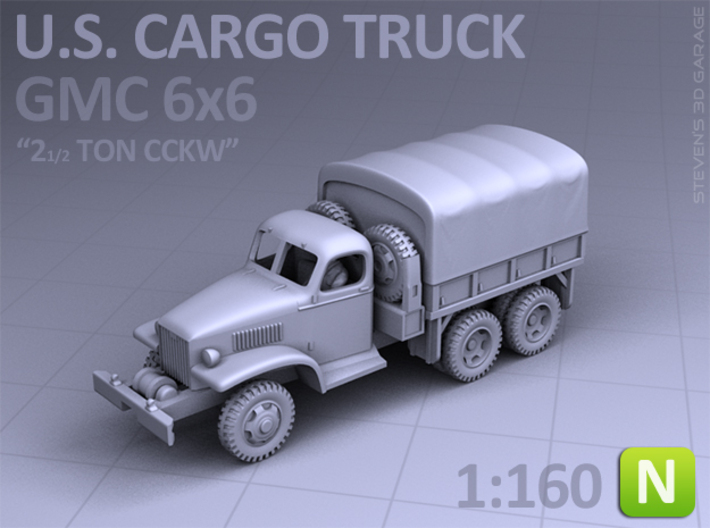 CARGO TRUCK - GMC CCKW 6x6 (N scale) 3d printed